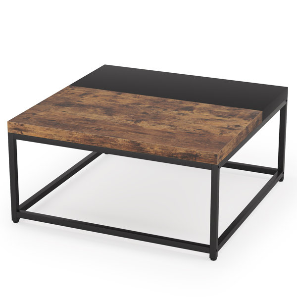 17 Stories 4 Legs Square Coffee Table for Living Room,Industrial Two ...